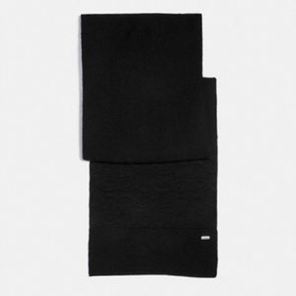 COACH | Black Signature Embossed Knit Scarf - Picture 2 of 5